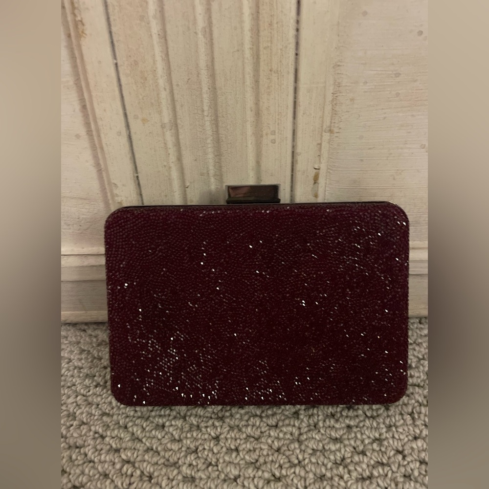 White House Black Market Burgundy Clutch